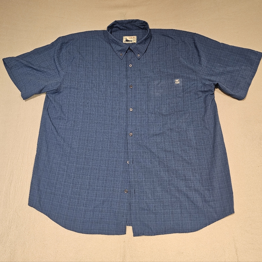 Huk‎ Men's Blue Short Sleeve Shirt Size XXL